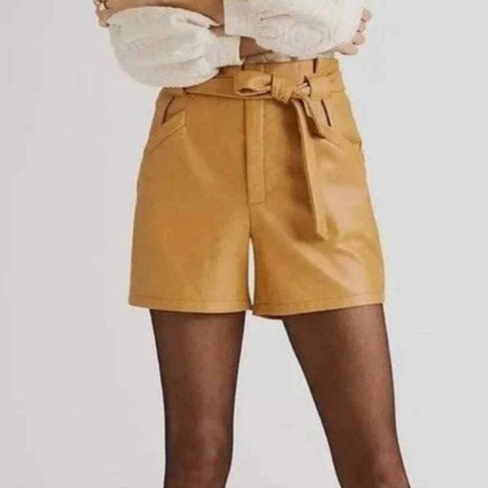 Avec Les Filles High Waist Tan Shorts